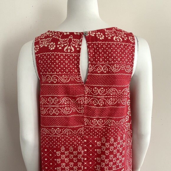 Rachel Zoe Dress Size M Red Bandana Print 100% Linen Pockets - Picture 4 of 9